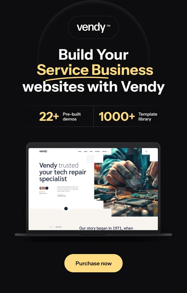 Vendy | Service Elementor Theme for Small Business - 2